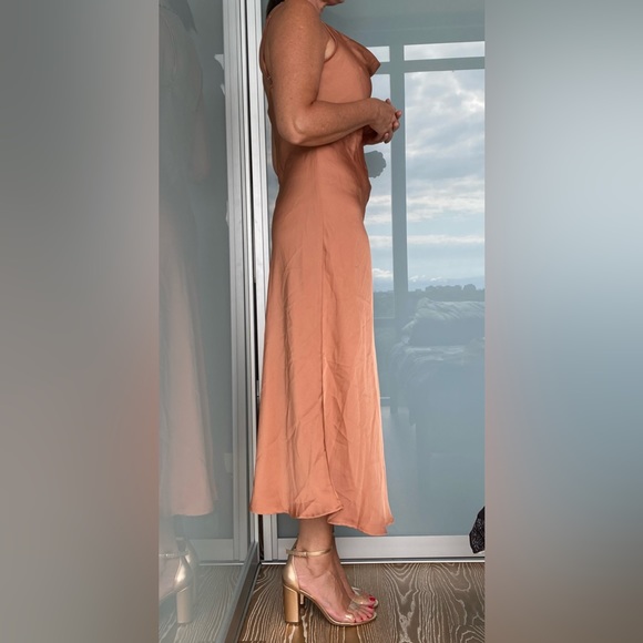 SHEIN cowl neck solid slip dress colour apricot size L excellent condition - Picture 4 of 5